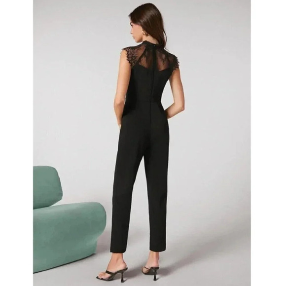 Harlyn Womens  Size Medium Black Lace Illusion Jumpsuit - Picture 2 of 15